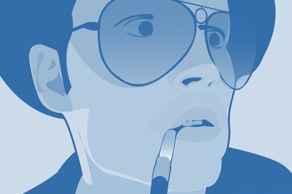 Illustration d une bande dessinée d un jeune homme avec une cigarette dans les tons bleus