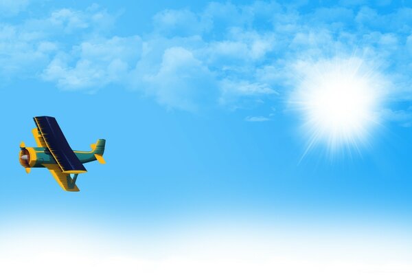 A plane in the sky. Vector graphics