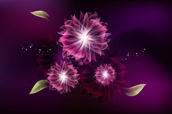 Нежные цветы на фиолетовом фоне