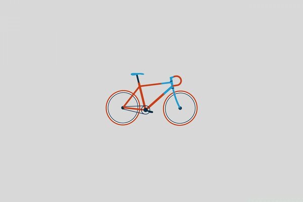 A picture of a red and blue bicycle on a gray background