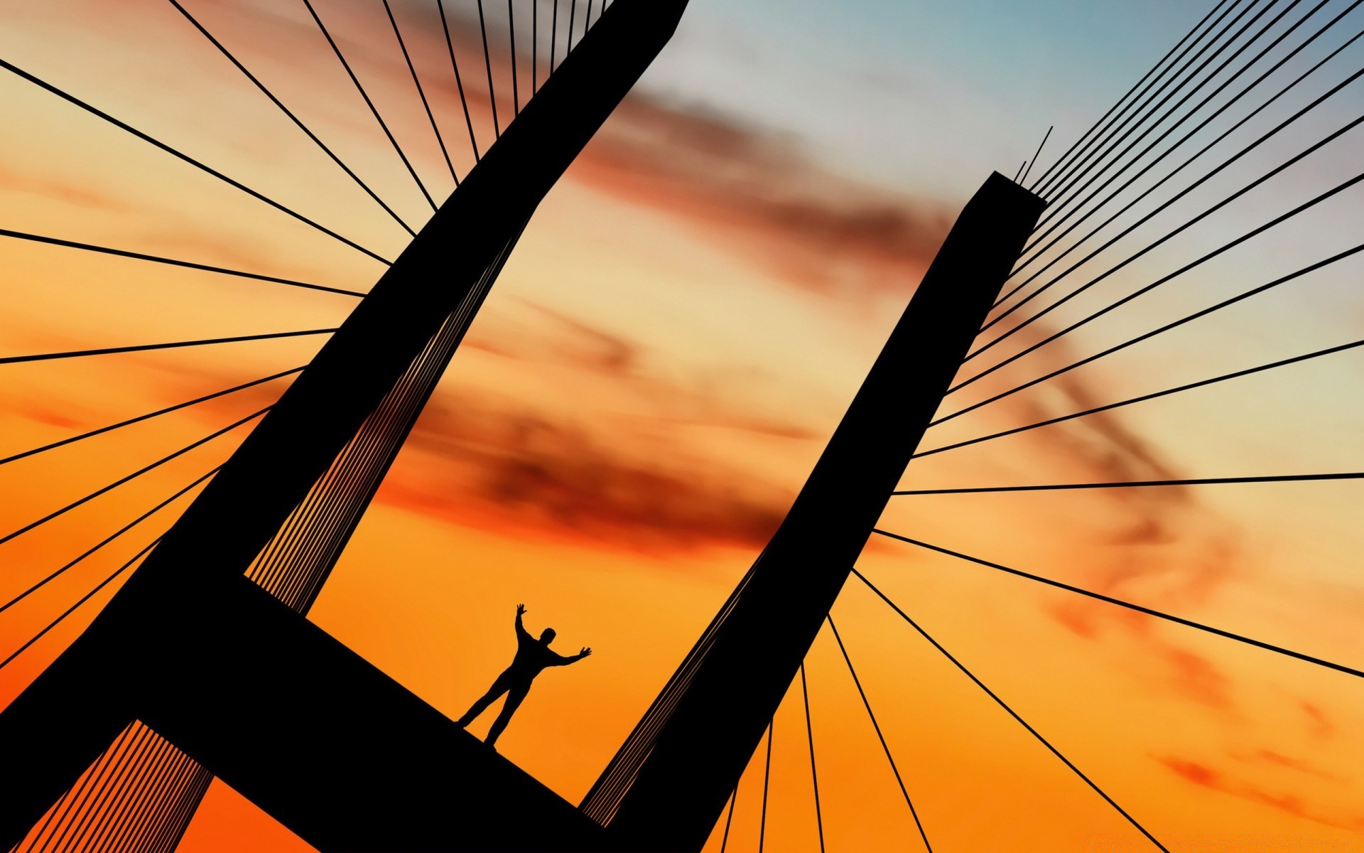 vector art sky architecture sunset city travel monochrome steel bridge