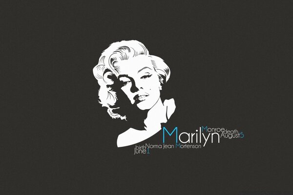 Merlyn Monroe nun karanlık bir arka plana karşı portresi