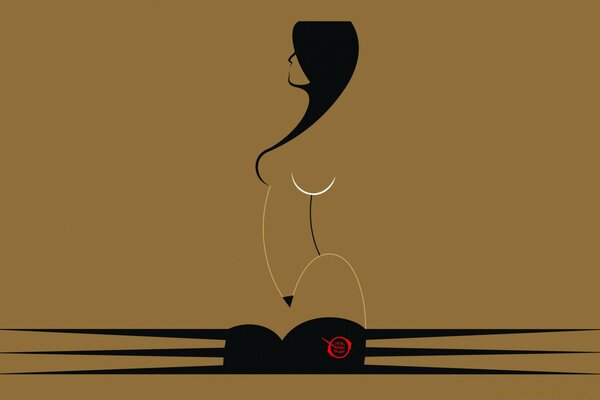 Silhouette of a naked girl in stockings. Vector illustration