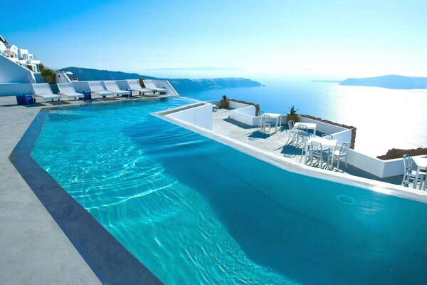 Infinity pool in a hotel by the sea