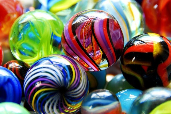 Glass bright variegated multicolored balls