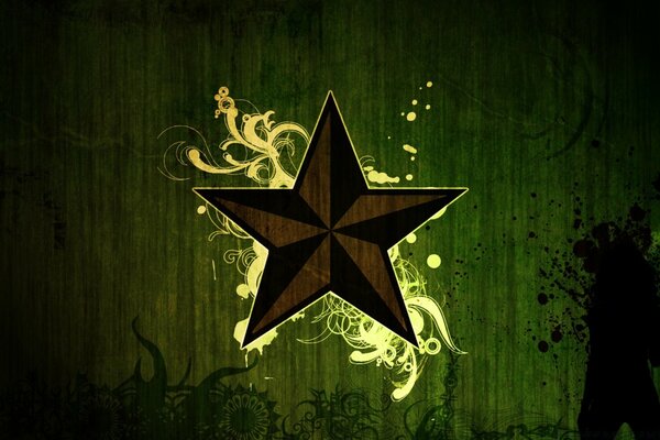 Five-pointed star on a green background