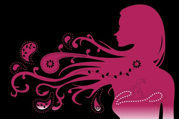 Pink silhouette of a girl in the design