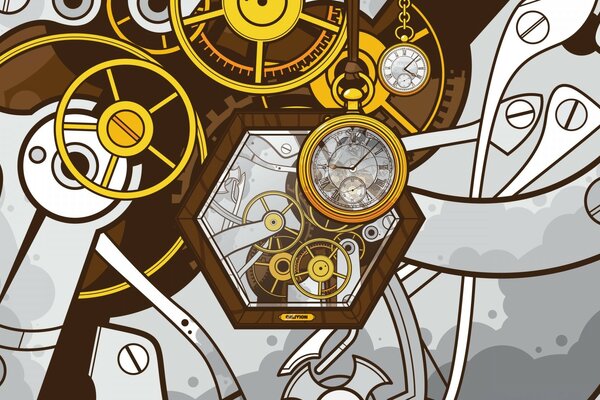 Illustration technologique. Mouvement d horloge