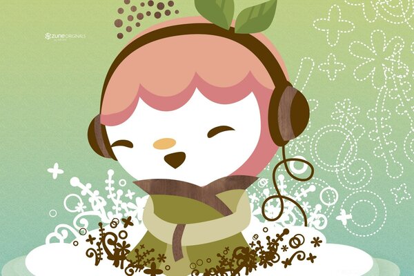 Cartoon girl with headphones