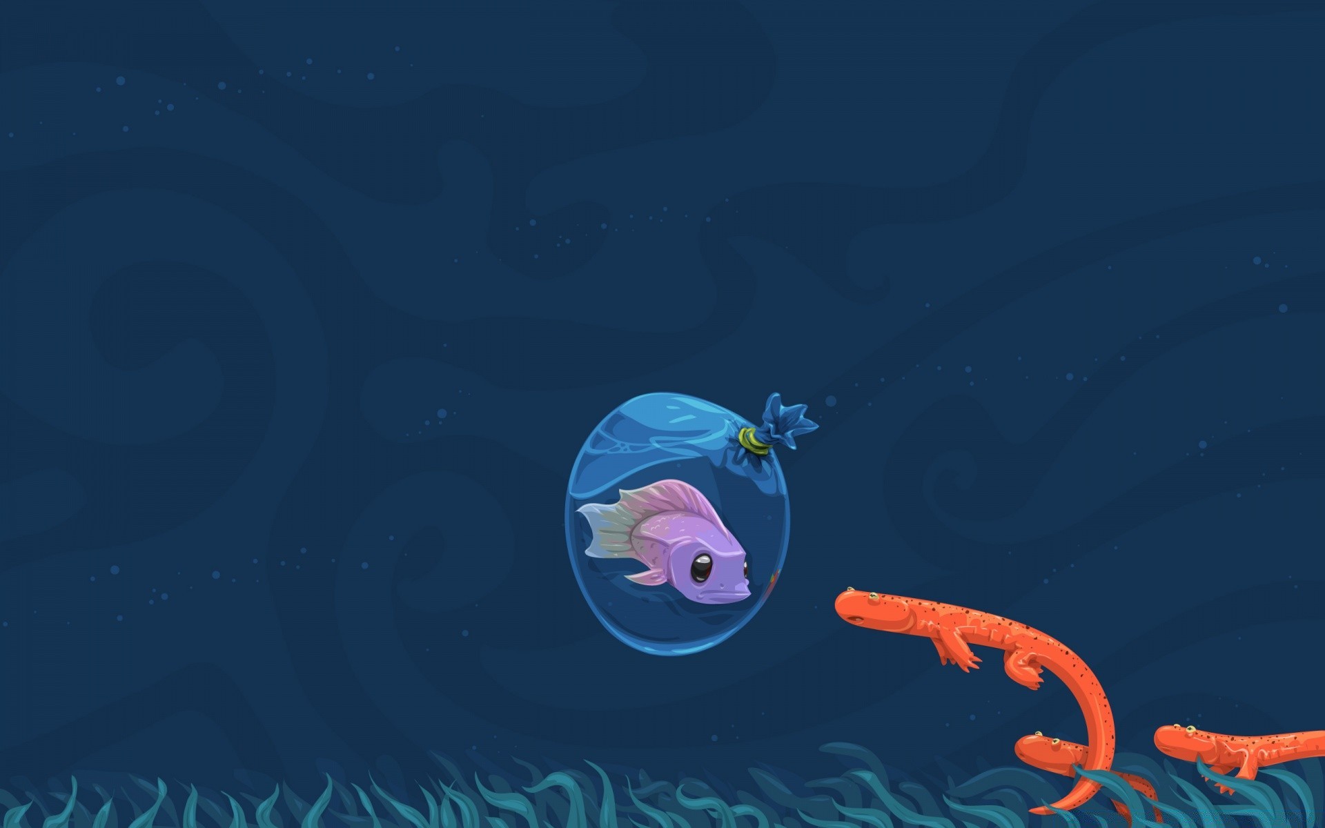 vector art water underwater sea desktop fish ocean swimming nature moon illustration