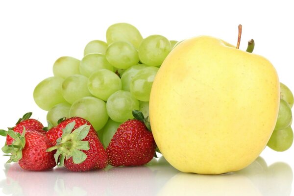 Healthy fruits on a white background