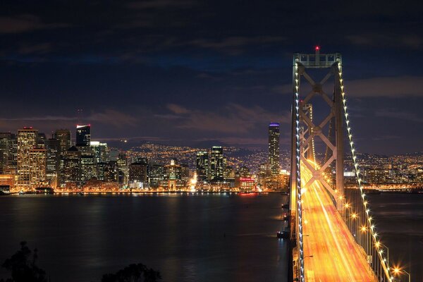 Bridge on the background of the night city