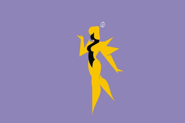 Graphic yellow woman on purple