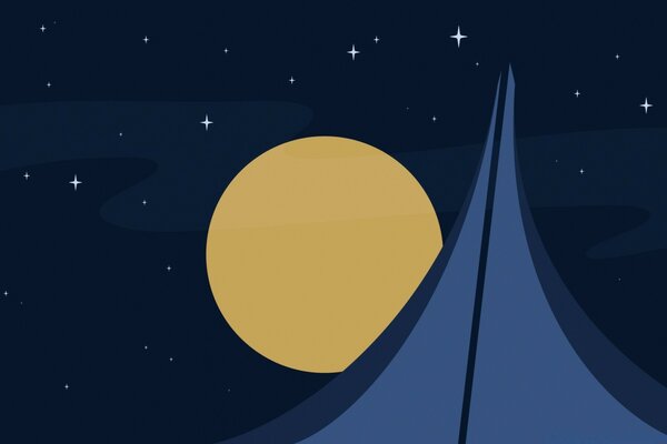 Ilustración del cielo estrellado y la Luna