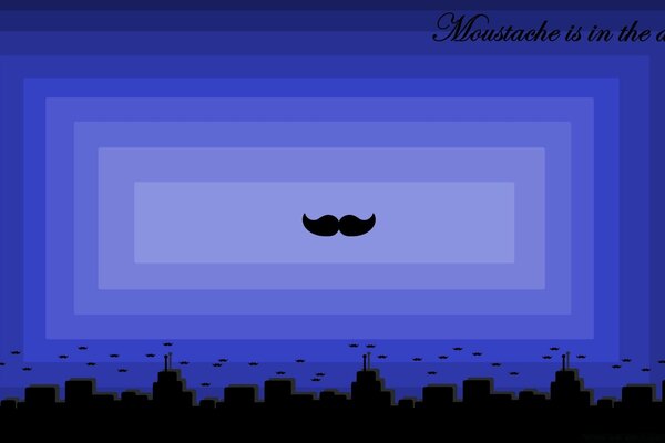 An image of a mustache in blue rectangles