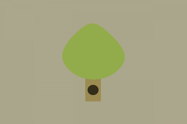 在单色背景中空的绿色树的形式的图形