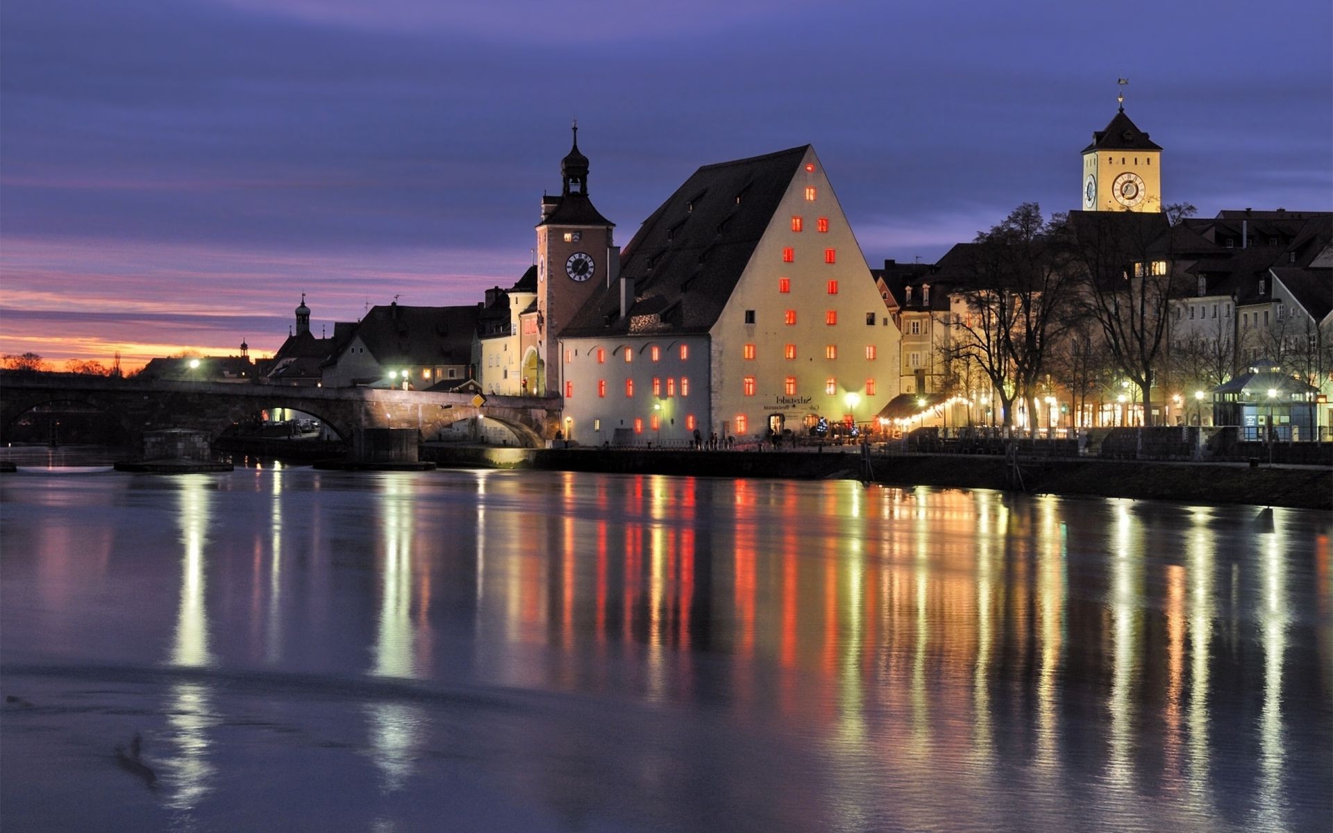 ville eau réflexion architecture rivière voyage soir crépuscule coucher de soleil à l extérieur maison pont ciel lac église aube