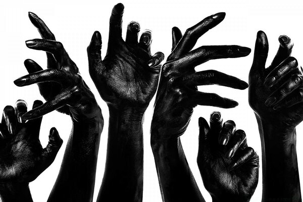 Black female hands in different positions