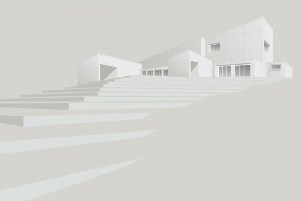 Modern architectural structure in white tones