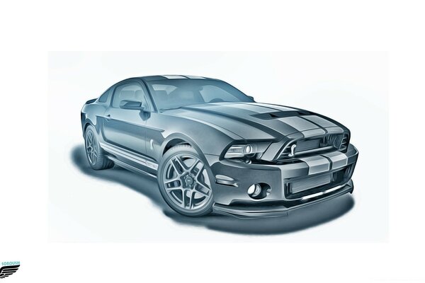 Ford Mustang in sketch style