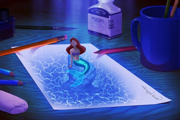 A Pequena Sereia da Disney no papel