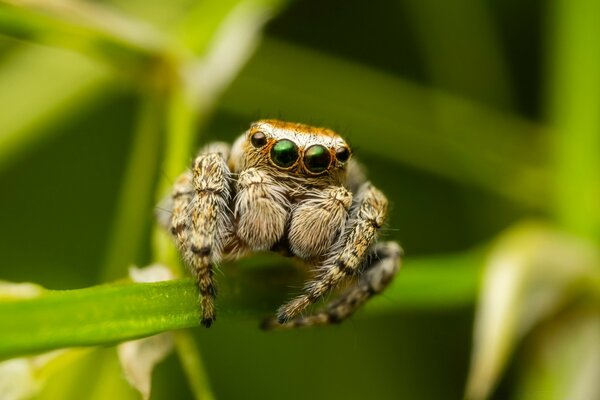 Spinne im Kameraobjektiv in der Nähe