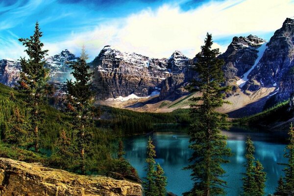 Beautiful mountains and blue water