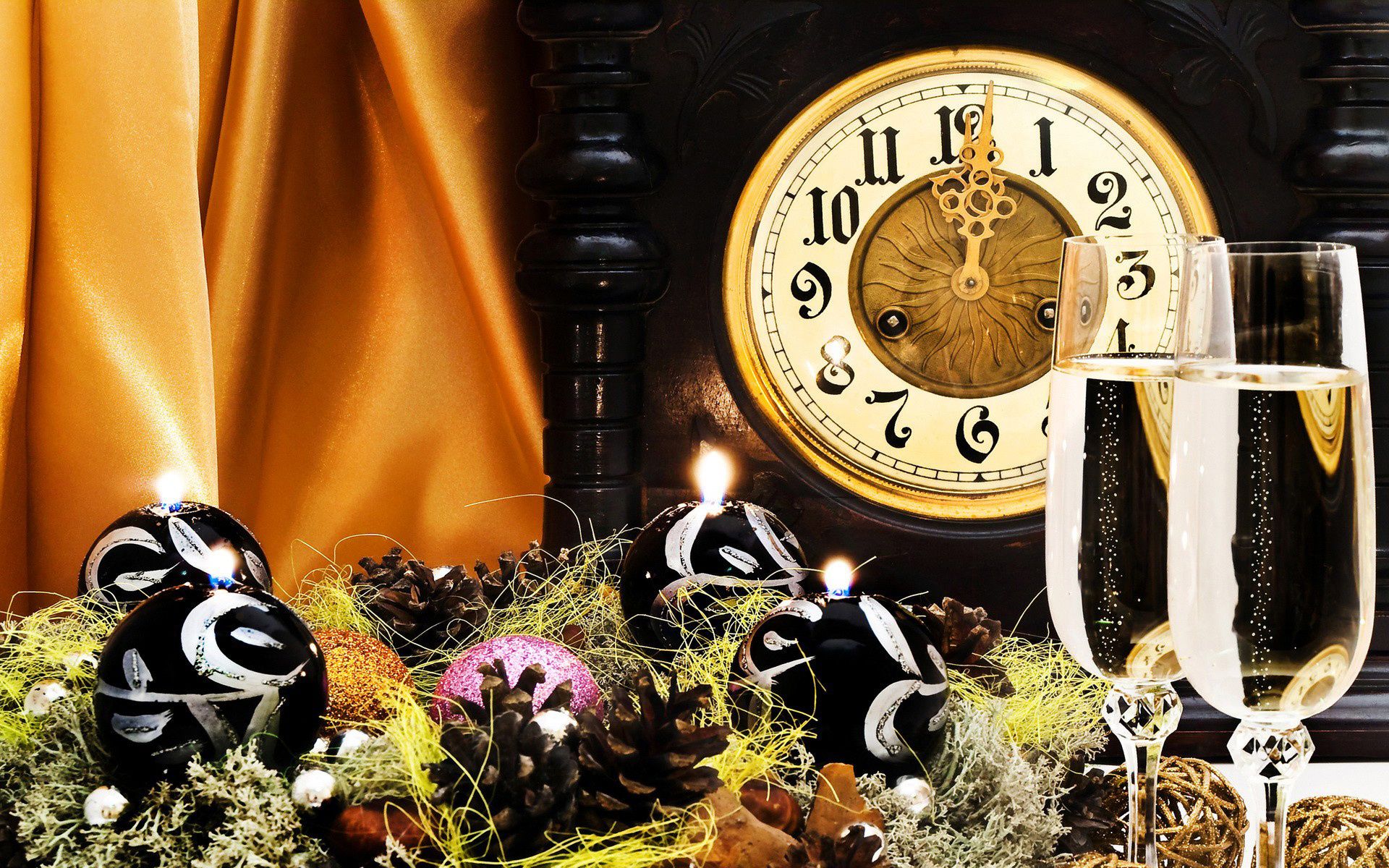 new year gold celebration christmas decoration time clock