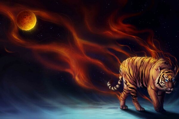 Arte tigre planeta fuego sanguisgelidus