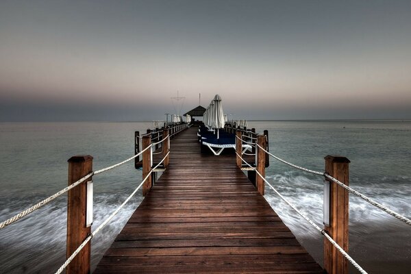 Beautiful long pier on the sea