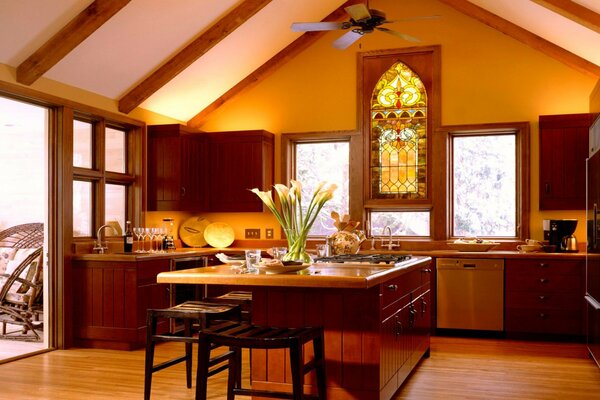 Beautiful snowstorm and Kitchen