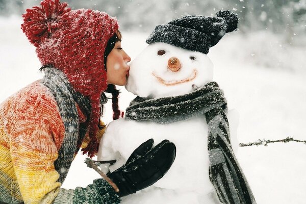 Giochi Invernali bacio pupazzo di neve