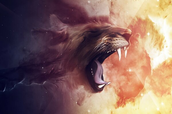 Abstraction - Lion s roar and smoke