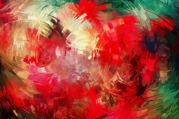 Abstract painting with multicolored strokes