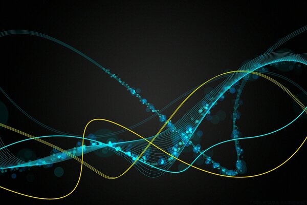 Жёлтые и голубые волны на тёмно-сером фоне