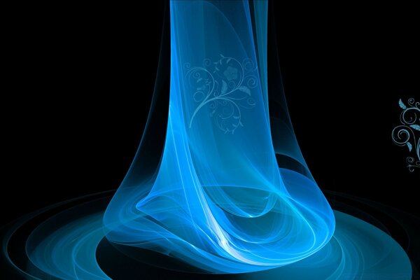 Abstract blue flame with a twig inside