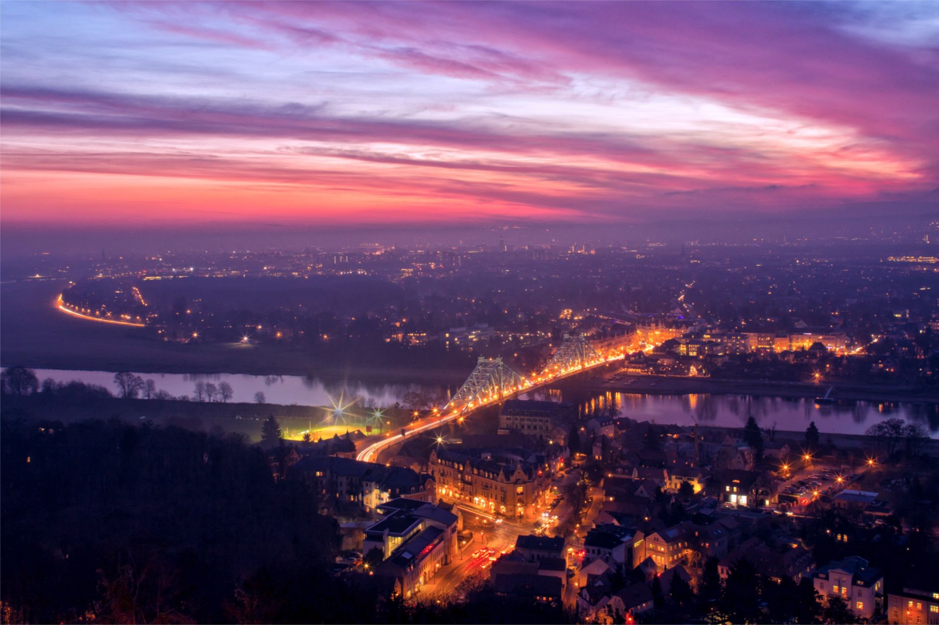 ponti tramonto città sera crepuscolo viaggi architettura città alba acqua paesaggio skyline all aperto cielo