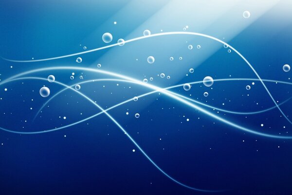 Abstract lines with bubbles on a blue background