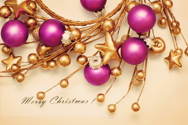 Christmas decorations in gold and pink