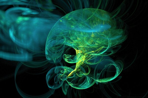 Green smoke that looks like a jellyfish