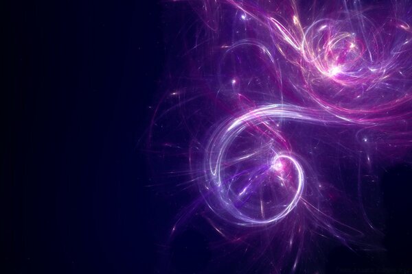 Purple and pink swirls on a dark blue background