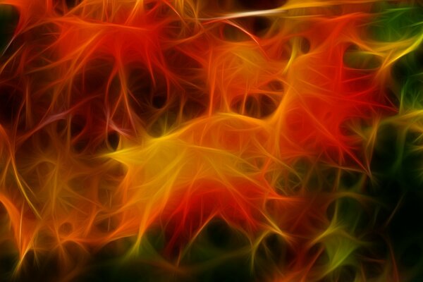 Abstract red yellow and green flames