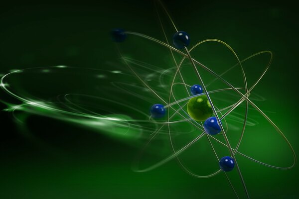 Abstraction with spheres on a green background