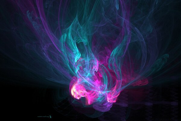 Abstract turquoise and lilac flames