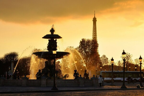 Paris струи париж франция вода фонтан france фонари