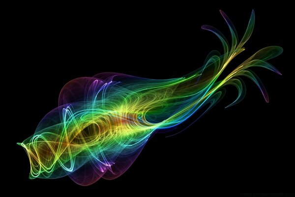 A swirling colored spiral on a black background