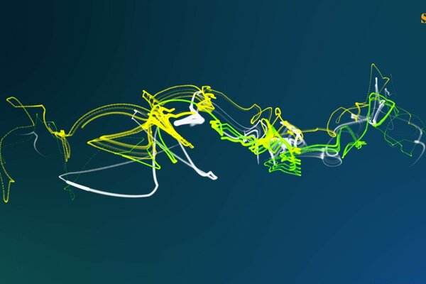 Gefrorene Laserspuren auf einem smaragdgrünen Hintergrund