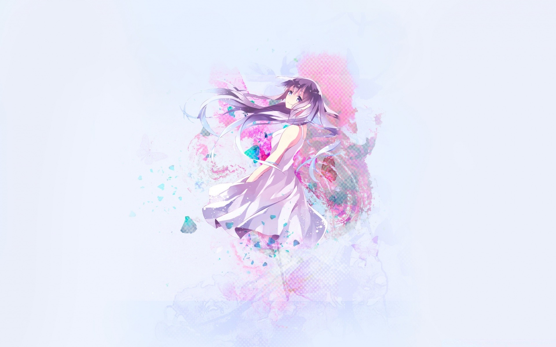 anime movimento área de trabalho arte abstrato design cor decoração bonita forma padrão ilustração pastel retrato gráfico menina