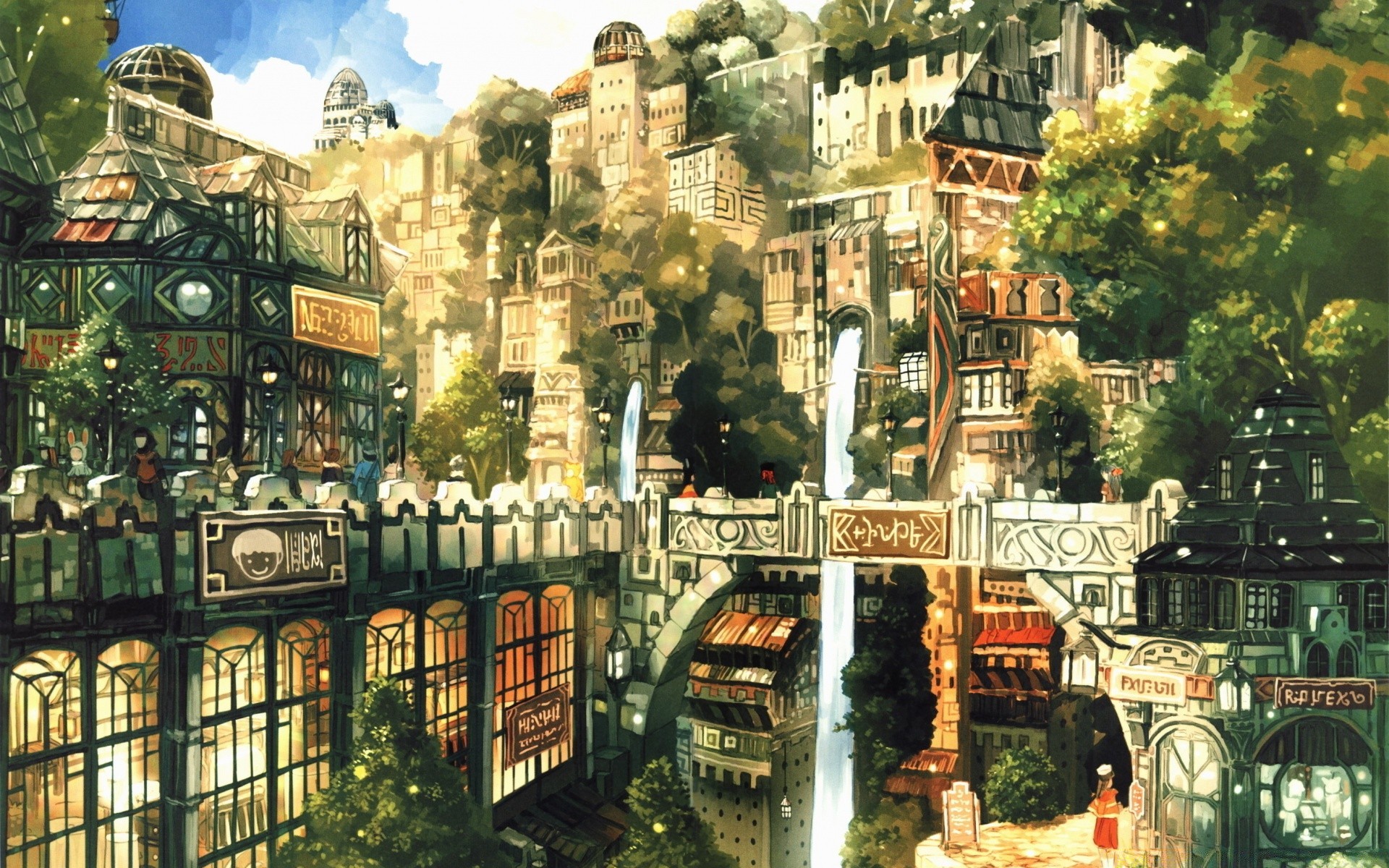 anime city architecture travel street town cityscape outdoors building urban old house tourism sight