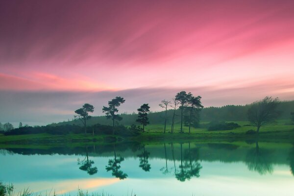 Sky of unusual color over the sea